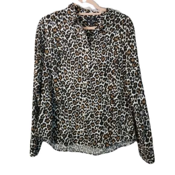 J Crew animal print linen blend slim button up shirt - Picture 2 of 9